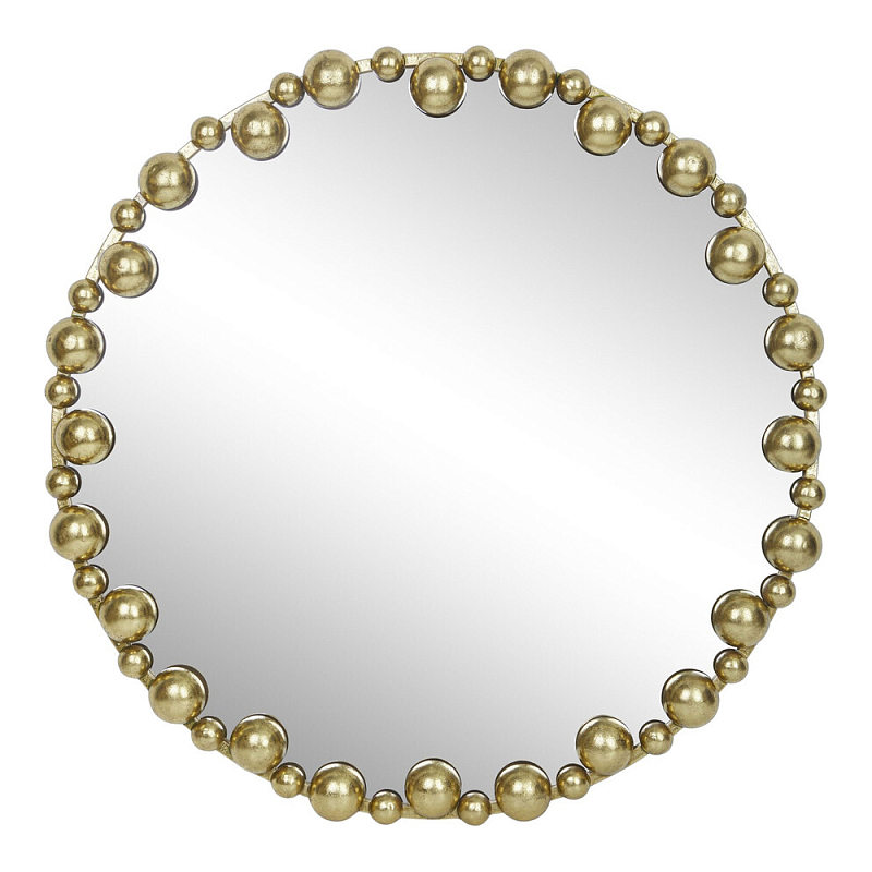 Зеркало круглое в фактурной золотистой раме из металла Mirror Golden Placer Золотой в Самаре | Loft Concept 