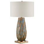 Настольная лампа с фактурным корпусом и тканевым абажуром Smooth Peaks варинант исполнения - 3 | Loft Concept в Самаре