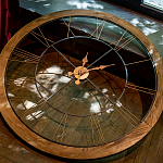 Часы настенные деревянные с римскими цифрами бронзового цвета Clock with History варинант исполнения - 3 | Loft Concept в Самаре