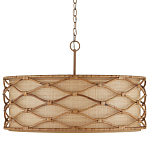 Подвесной светильник  из кованого железа и абажуром из ротанга Wicker Furniture варинант исполнения - 3 | Loft Concept в Самаре