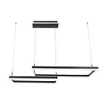 Подвесной светильник светодиодный с 2-мя черными прямоугольными плафонами из алюминия и акрила с пультом для регулировки света Smeragde Light Black варинант исполнения - 1 | Loft Concept в Самаре