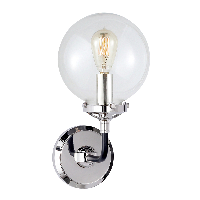 Бра Бистро Globe Clear Glass Single Sconce Nickel  в Самаре | Loft Concept 