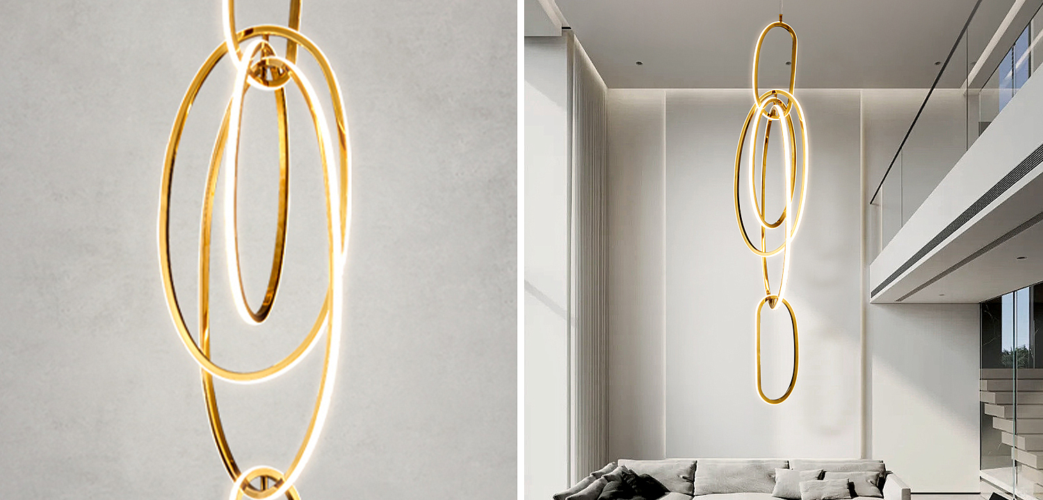 Люстра Vertical Gold Oval Rings Chandelier Люстра Vertical Gold Oval Rings Chandelier - Loft-Concept в Самаре