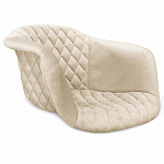 Барный стул со спинкой и подлокотниками на 4-х деревянных ножках Кремовый Велюр Ava Charm варинант исполнения - 2 | Loft Concept в Самаре