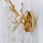 Бра золотого цвета с ветвями и белыми овальными стеклянными подвесками Droplet Chandelier варинант исполнения - 6 | Loft Concept в Самаре