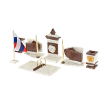 Настольный письменный набор из мрамора и лемезита с гербом и флагом России Marble Accessory варинант исполнения - 2 | Loft Concept в Самаре