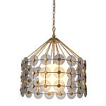 Люстра подвесная с круглыми дисками из серого фактурного стекла с белым матовым шаром внутри Quintiesse варинант исполнения - 1 | Loft Concept в Самаре