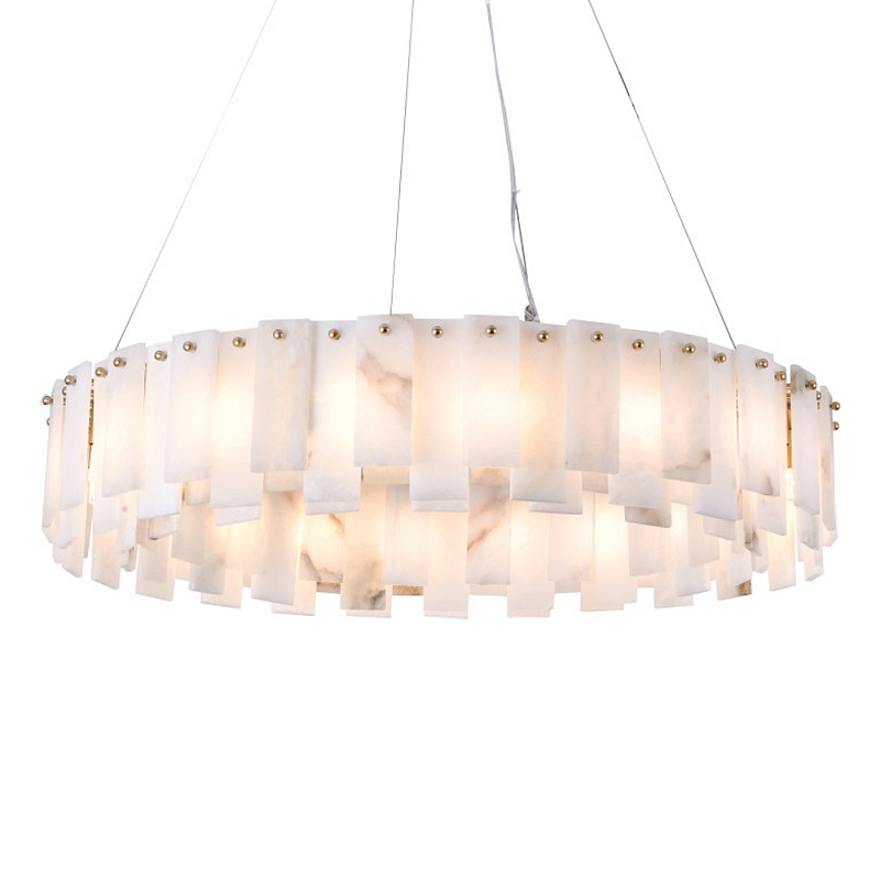 Люстра круглая декорированная натуральным камнем Stone Interior Accent Медь Белый в Самаре | Loft Concept 