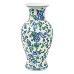 Ваза с зелено-голубым цветочным узором на белом фоне 47 см Blue & White Ornament варинант исполнения - 1 | Loft Concept в Самаре