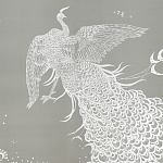 Обои ручная роспись в стиле Арт-деко Whistler Peacocks Special Colourway on Pale Grey dyed silk варинант исполнения - 1 | Loft Concept в Самаре