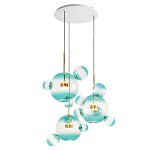 Люстра подвесная с прозрачными бирюзовыми стеклянными шарами и круглым основанием 3 лампы Giopato & Coombes варинант исполнения - 3 | Loft Concept в Самаре