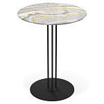 Стол журнальный с круглой столешницей из стекла Gray and Gold Marble варинант исполнения - 1 | Loft Concept в Самаре