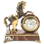 Часы настольные бронзовые с декором в виде коня Horse Stone Clock варинант исполнения - 1 | Loft Concept в Самаре