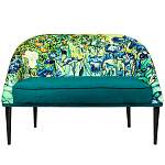 Диван двухместный из натурального бука зеленый с цветочным принтом Impressionism in Art варинант исполнения - 1 | Loft Concept в Самаре