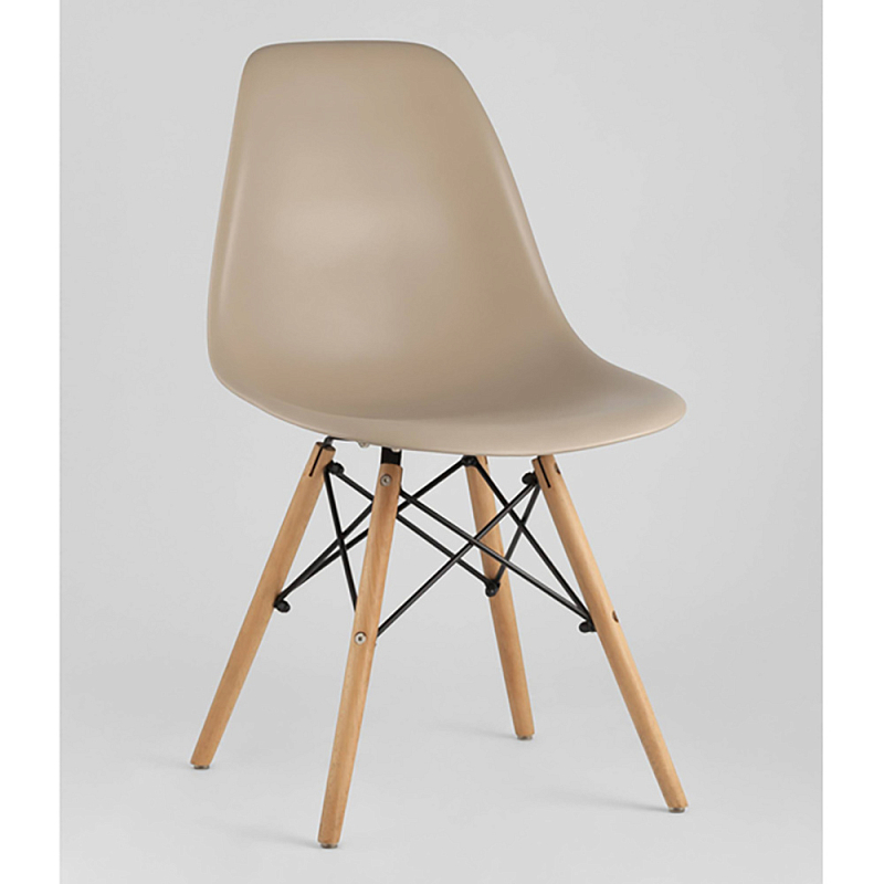 Пластиковый стул на ножках из массива бука Eames Beige Бежевый Древесина Пластиковый стул на ножках из массива бука Eames Beige Бежевый Древесина в Самаре | Loft Concept