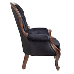 Кресло с мягкой обивкой из черного велюра на 4-х деревянных ножках Evelyn Classical Armchair варинант исполнения - 2 | Loft Concept в Самаре
