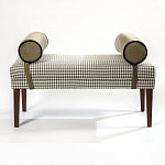 Банкетка Banquette PIED DE POULE с принтом гусиная лапка и бежевыми подлокотниками  варинант исполнения - 3 | Loft Concept в Самаре