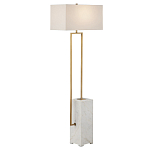 Торшер с прямоугольным абажуром на белом мраморном основании Asymmetry on Marble варинант исполнения - 4 | Loft Concept в Самаре