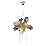 Люстра подвесная со стеклянными плафонами из дымчатого и золотистого с шестью вертикальными подвесками Gilded Mirage  варинант исполнения - 5 | Loft Concept в Самаре