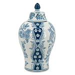 Ваза с крышкой и голубым цветочным рисунком на белом фоне Blue & White Ornament варинант исполнения - 2 | Loft Concept в Самаре