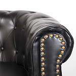 Диван кожаный двухместный на 4-х деревянных ножках из массива березы Logan Leather Seating black варинант исполнения - 5 | Loft Concept в Самаре