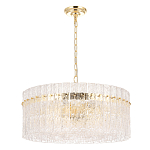 Люстра подвесная круглая с прозрачными рельефными стеклянными вставками и золотым основанием Textured Glass Chandelier варинант исполнения - 1 | Loft Concept в Самаре