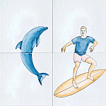 Плитка с узором Дельфин Серфингист варинант исполнения - 2 | Loft Concept в Самаре