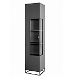 Шкаф-витрина цвета графит с полками и стеклянной дверью Strict Lines варинант исполнения - 1 | Loft Concept в Самаре