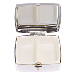 Таблетница карманная квадратная с 2-мя отделениями с зеркалом и накладкой из натуральных камней Малахит Хризоколла Silver Stone Pillboxes варинант исполнения - 3 | Loft Concept в Самаре