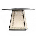 Обеденный стол с круглой чёрной столешницей и плетёным основанием Savanna Round Table варинант исполнения - 1 | Loft Concept в Самаре