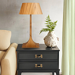 Настольная лампа со скошенным конусовидным абажуром и фигурной ножкой в цвете тик Accord Lighting варинант исполнения - 6 | Loft Concept в Самаре