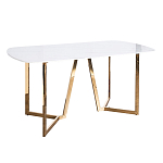 Стол обеденный белый с золотыми глянцевыми ножками Laconic White Table варинант исполнения - 1 | Loft Concept в Самаре