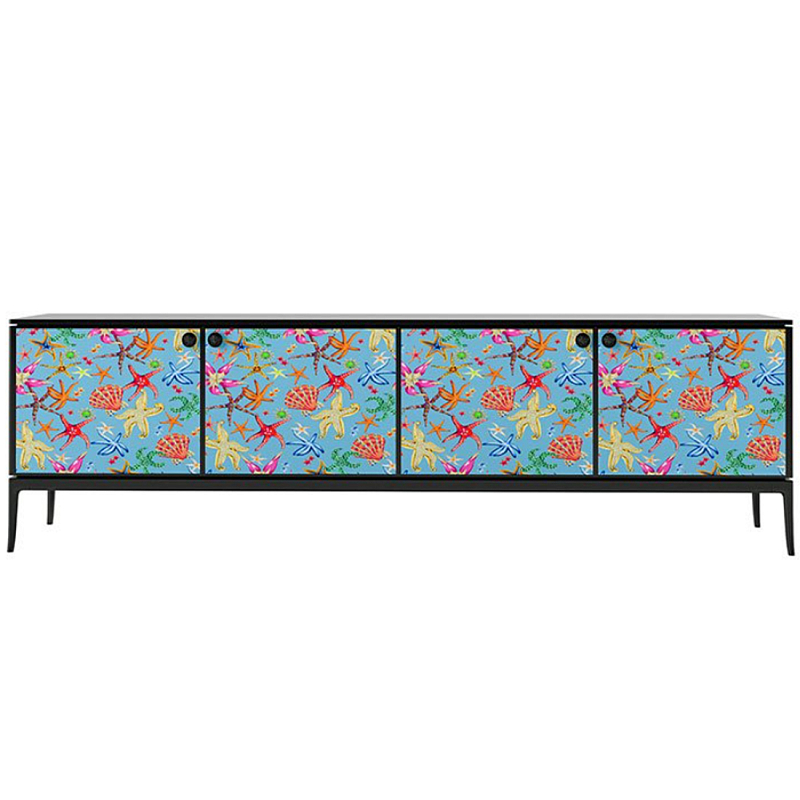 Stiletto Sideboard Blue nautical print Голубой Черный матовый в Самаре | Loft Concept 