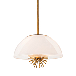 Подвесной светильник золотого цвета с полусферическим опаловым плафоном и декоративным элементом Elstead Lighting варинант исполнения - 1 | Loft Concept в Самаре