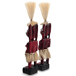Комплект из 2-х деревянных статуэток Asmat Straw Headdress Statuettes Red Turquoise варинант исполнения - 2 | Loft Concept в Самаре