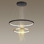 Люстра подвесная с 2-мя круглыми подвесами в черном и золотистом цвете и вертикальными подвесками Ring Horizontal варинант исполнения - 4 | Loft Concept в Самаре