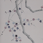 Обои ручная роспись Plum Blossom Special Colourway on Lilac Hint dyed silk варинант исполнения - 2 | Loft Concept в Самаре