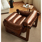 Кресло-диван кожаное на деревянном каркасе Medieval Furniture варинант исполнения - 1 | Loft Concept в Самаре