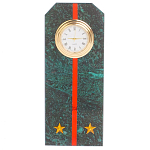 Часы погон ВС подарочные настольные из натурального камня Змеевик Military Clock варинант исполнения - 16 | Loft Concept в Самаре