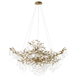 Подвесная люстра в виде ветвей деревьев золотого цвета с прозрачными подвесками-каплями 10 и 14 ламп Droplet Chandelier варинант исполнения - 1 | Loft Concept в Самаре