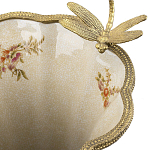 Ваза голубого цвета из фарфора с цветочным рисунком и бронзовой стрекозой Blue Garden варинант исполнения - 1 | Loft Concept в Самаре