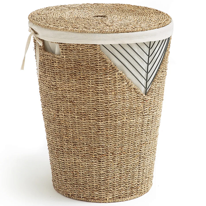Плетеная корзина для белья Juste Wicker Basket Бежевый Черный Плетеная корзина для белья Juste Wicker Basket Бежевый Черный в Самаре | Loft Concept