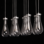 Люстра с 9-ю прозрачными плафонами из стекла в форме капли на прямоугольном потолочном основании цвета хром Lucid Rain  варинант исполнения - 9 | Loft Concept в Самаре