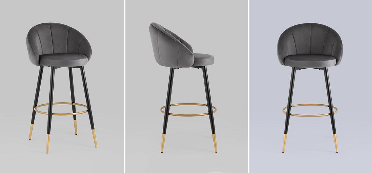 Барный Стул Alberto Chair Серый Велюр Барный Стул Alberto Chair Серый Велюр - Loft-Concept в Самаре