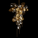 Люстра подвесная вытянутой формы с плафонами из стекла и металла с двумя вертикальными подвесками Gilded Mirage  варинант исполнения - 4 | Loft Concept в Самаре