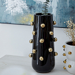 Ваза черная цилиндрическая с глянцевым покрытием и золотыми декоративными элементами Molecule Collection варинант исполнения - 3 | Loft Concept в Самаре