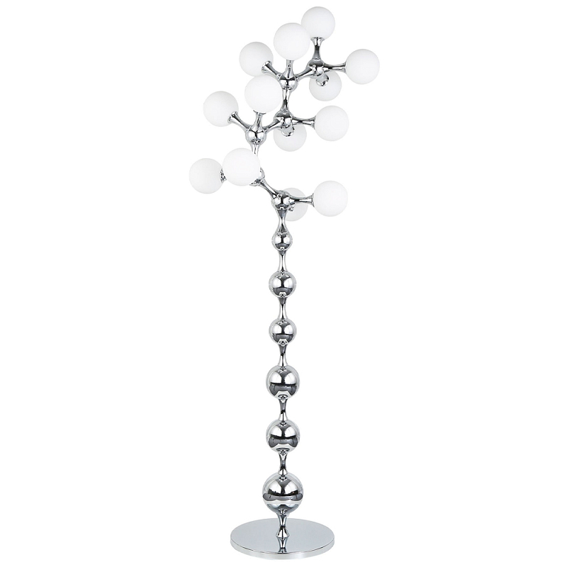 Торшер с плафонами из стеклянных шаров Pearls Suspension Chrome Floor Lamp Хром Белое матовое стекло Торшер с плафонами из стеклянных шаров Pearls Suspension Chrome Floor Lamp Хром Белое матовое стекло в Самаре | Loft Concept