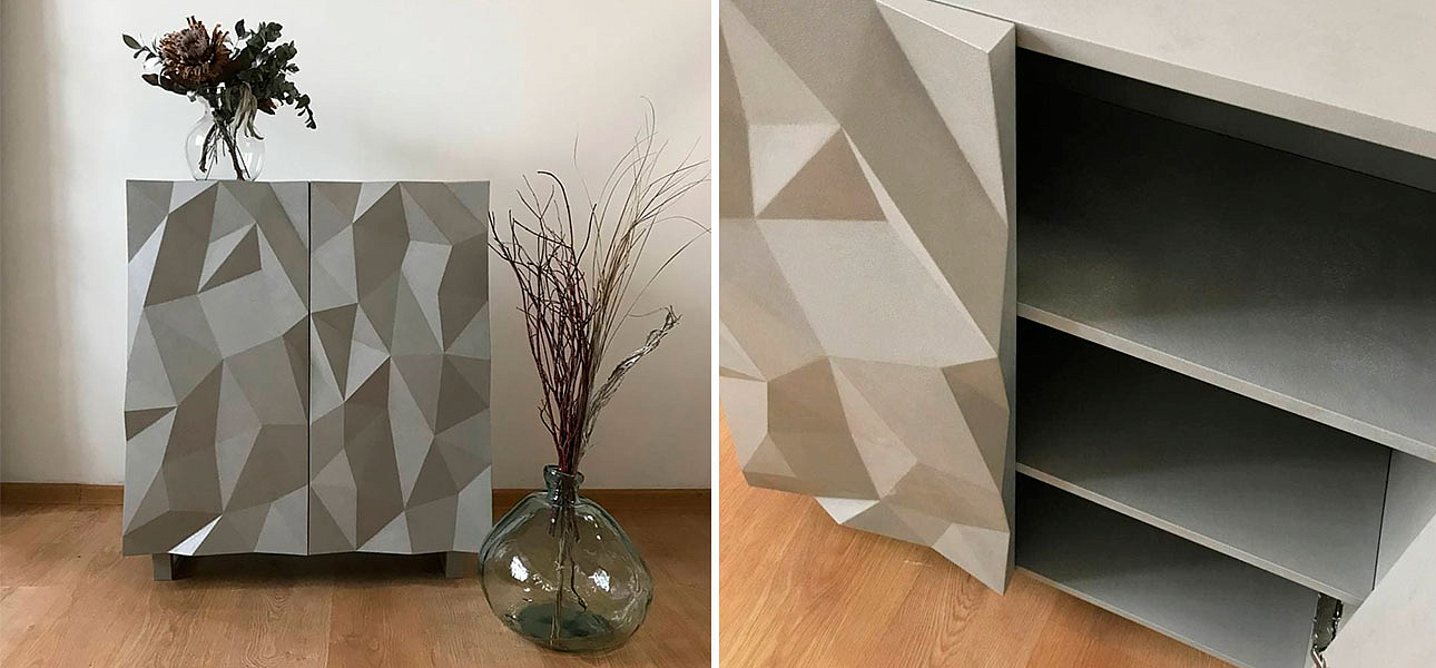 Комод с большими угловыми фигурами с одной секцией, 2 полки Geometric Greece Комод с большими угловыми фигурами с одной секцией, 2 полки Geometric Greece - Loft-Concept в Самаре
