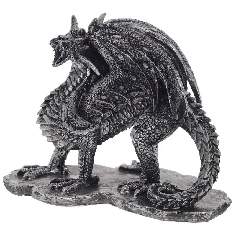 Декоративная статуэтка Дракон Dragon Black Silver Statuette Серебряный Декоративная статуэтка Дракон Dragon Black Silver Statuette Серебряный в Самаре | Loft Concept