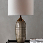 Настольная лампа керамическая с тканевым цилиндрическим абажуром Bullet варинант исполнения - 3 | Loft Concept в Самаре